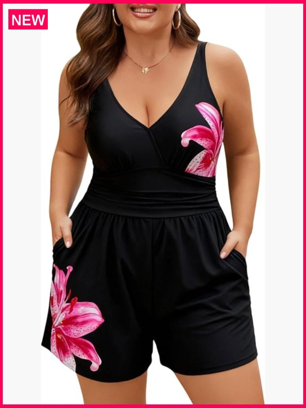 Plus Size One Piece Swimsuit Tummy Control Swim Romper Modest Full Coverage